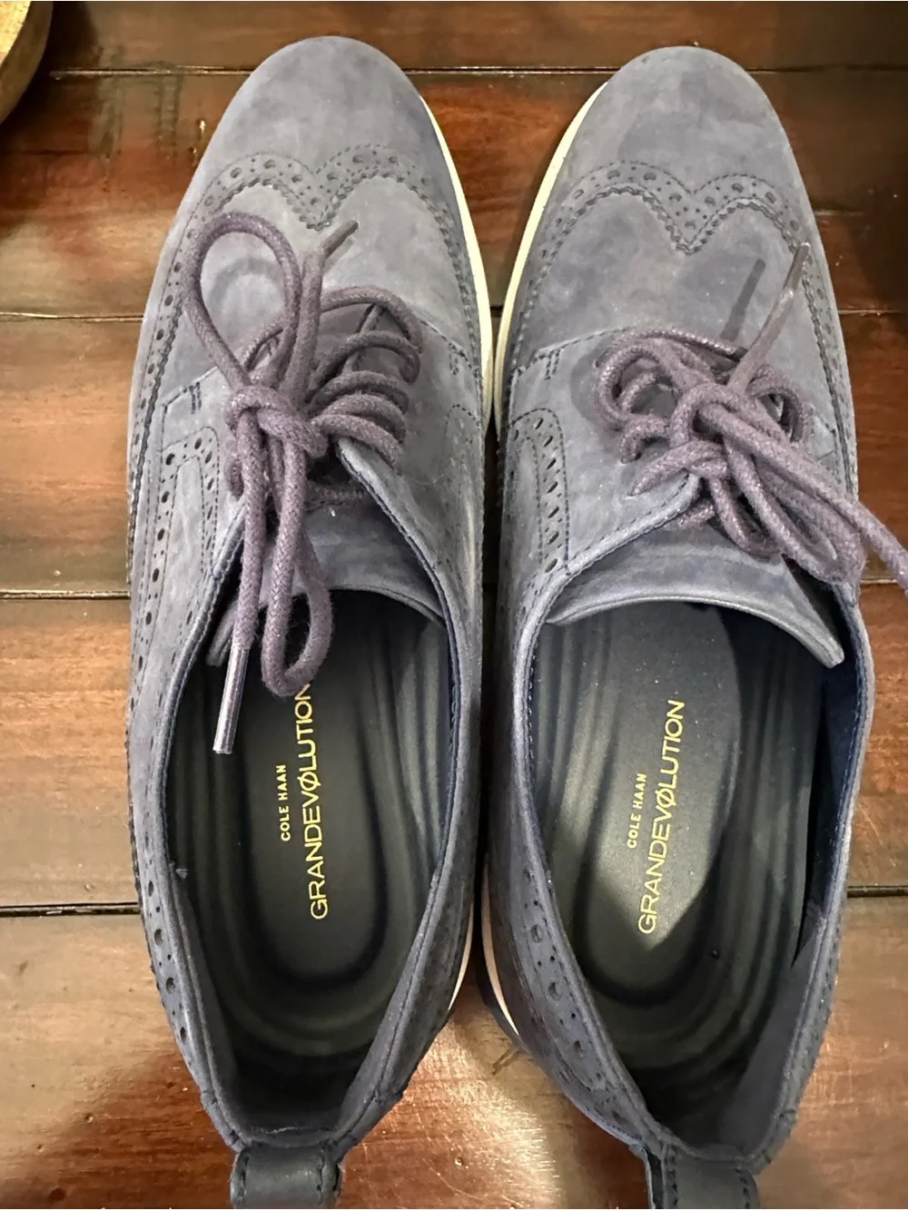 Cole Haan Navy Suede Brogue Derby Shoes NWOT